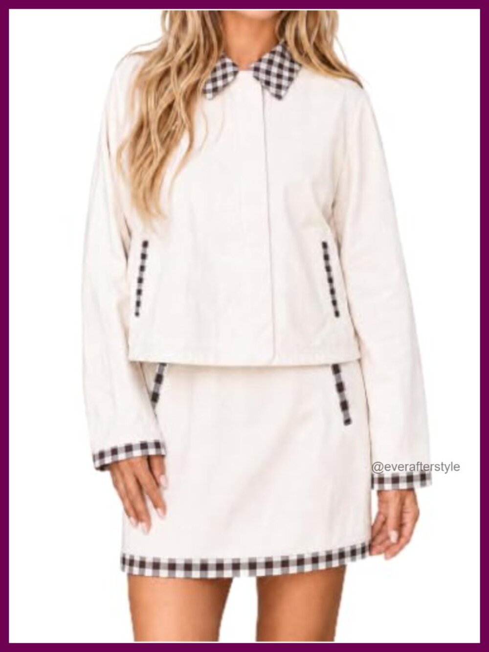 Women's Plaid 2 Piece Skirt Set Zip Up Bomber Jacket & Mini Skirt